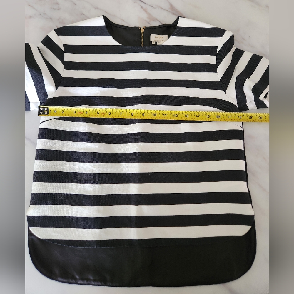 Kate Spade Live Colorfully striped top blouse‎ gold zipper back short sleeve - Picture 5 of 8
